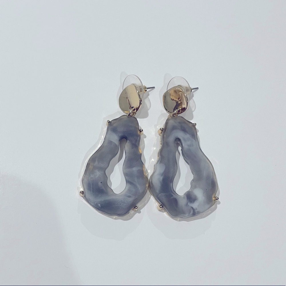 Grey & Gold stone earrings